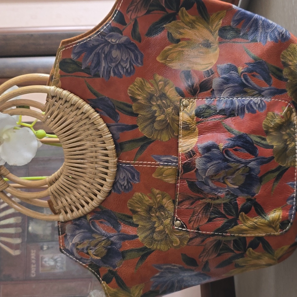 Patricia NashFloral Print Tote Bag with Bamboo Handles - Picture 4 of 10
